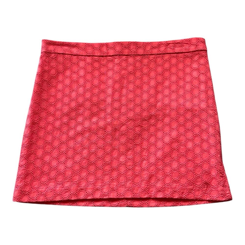 Gap Eyelet Lace Mini Skirt Red Coral Cotton Boho Summer vacation Sz 8
